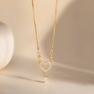 Golden Heart Drop Necklace