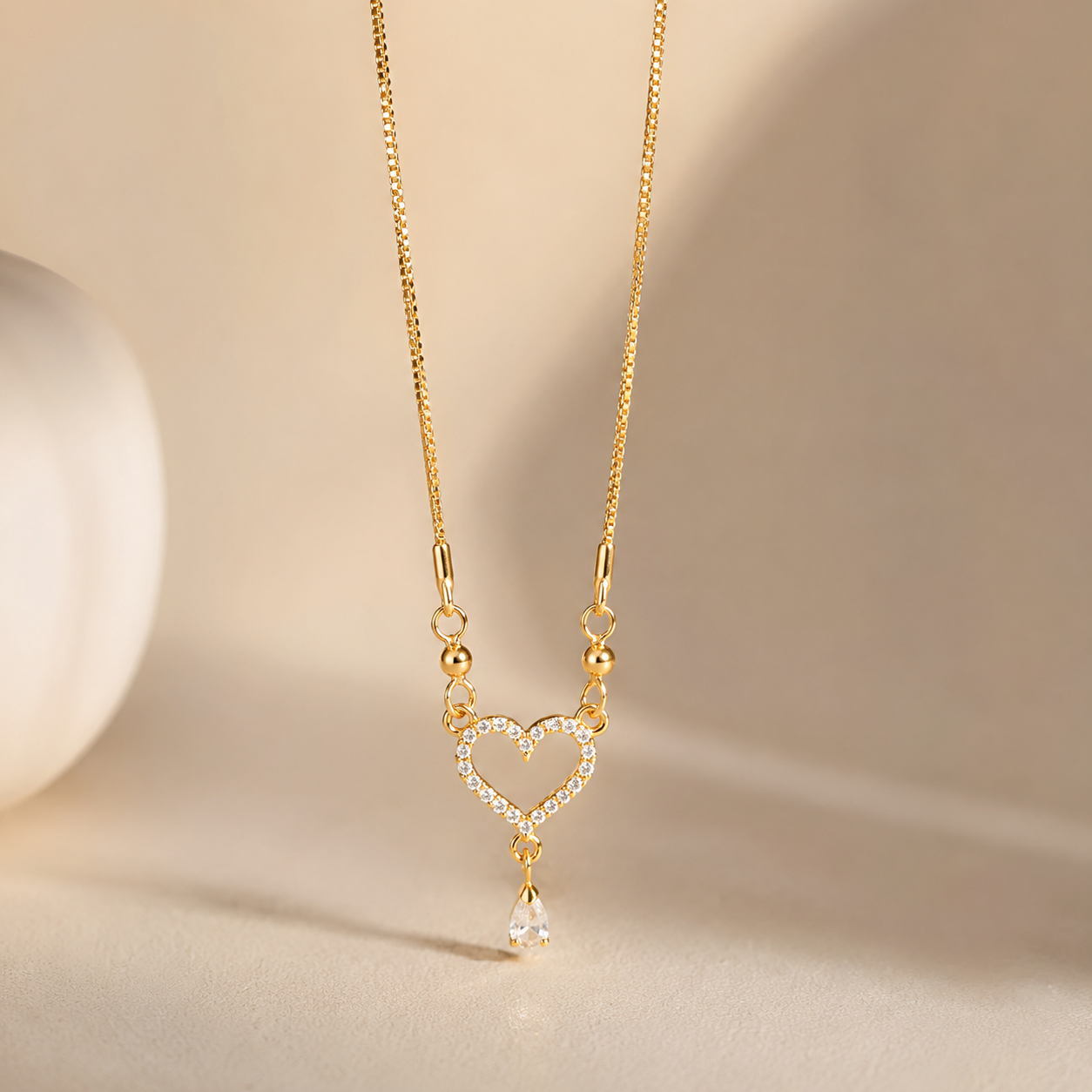 Golden Heart Drop Necklace